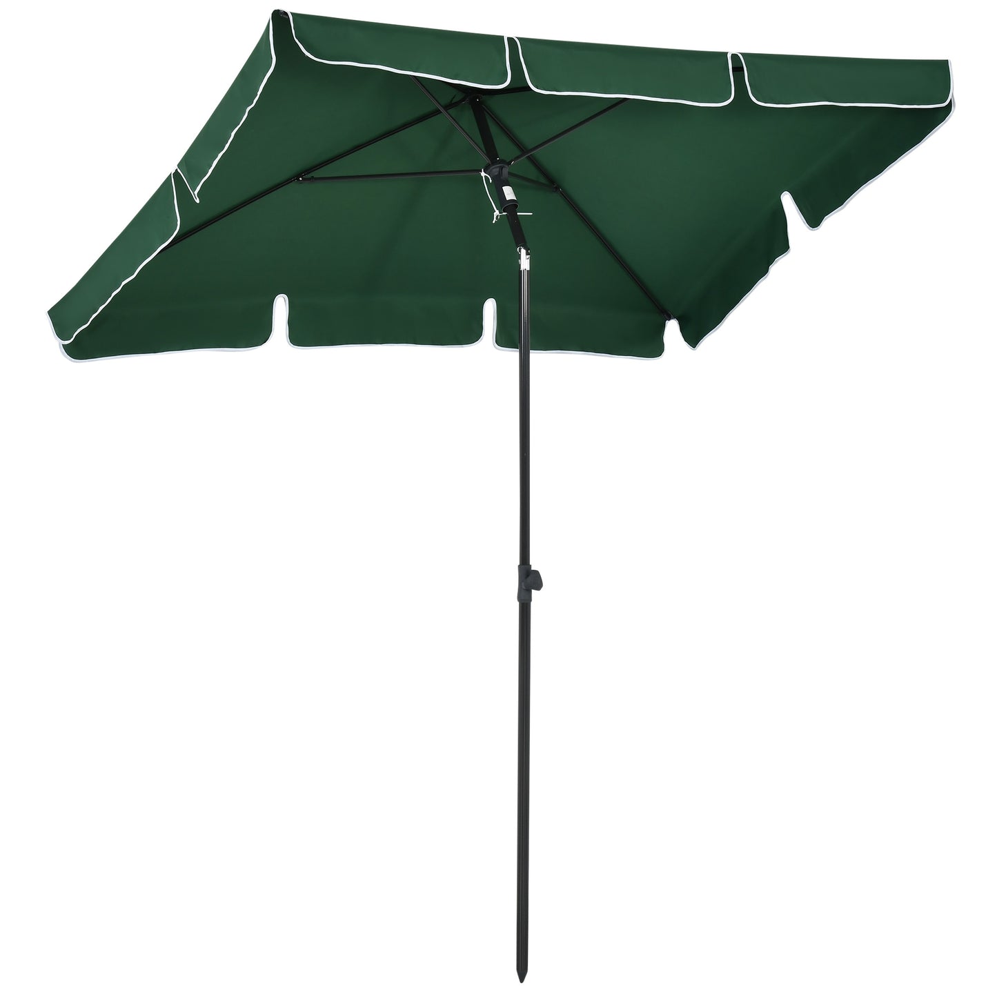 Outsunny Aluminium Sun Umbrella Parasol Patio Garden Rectangular Tilt 2M x 1.25M Beige / Green