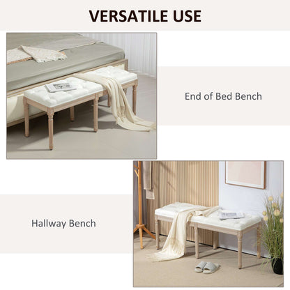 Retro Vintage Style French Look Bed End Bench - Cream White