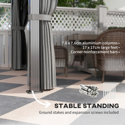 3 x 4m Hardtop Gazebo Canopy with UPF30+ Double Polycarbonate Roof, Aluminium Frame Garden Gazebo Permanent Pavilion, Grey