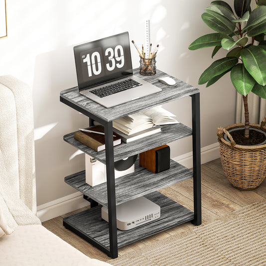 HiFi Seperates Stand, with Four Storage Shelves - Dark Grey