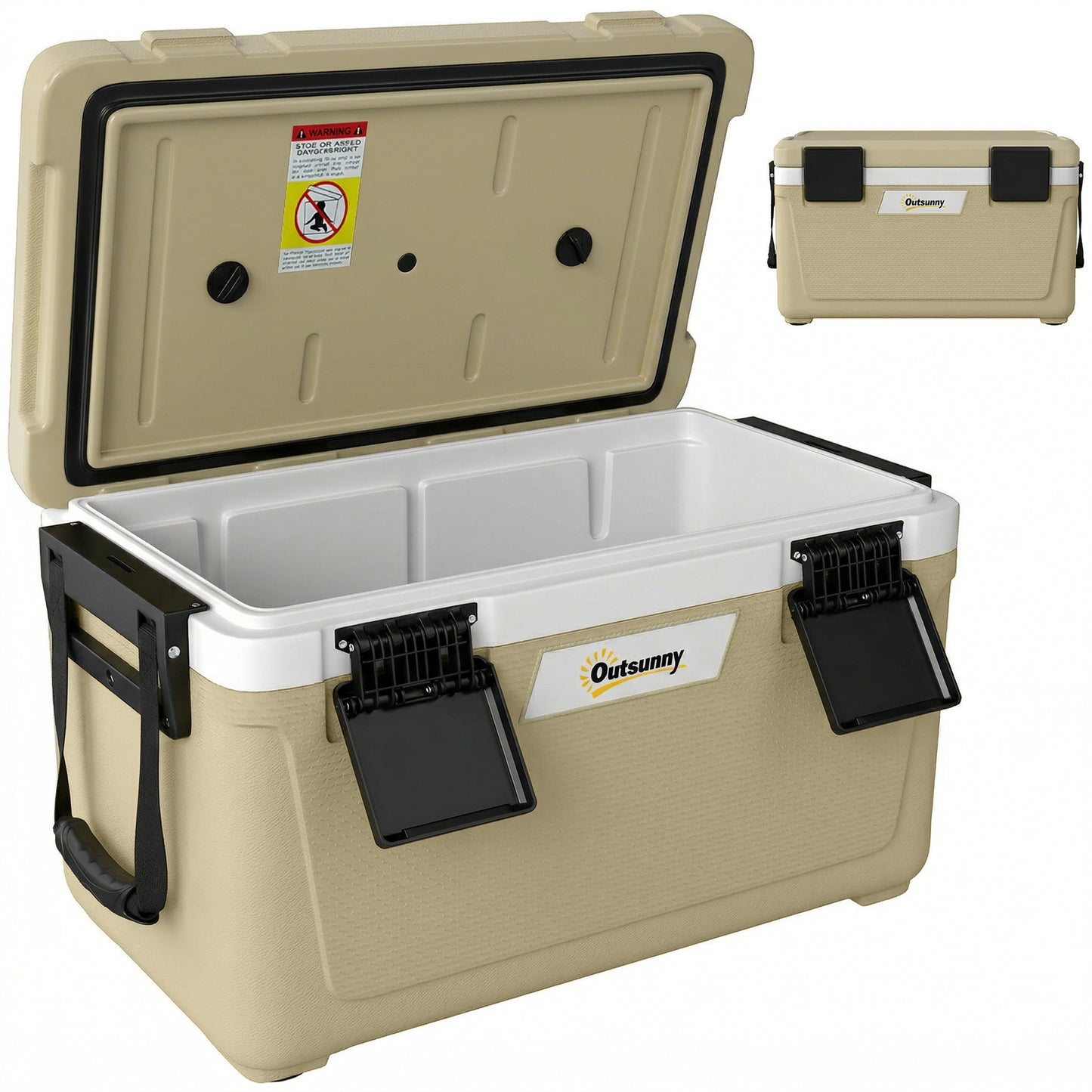 42.6L Insulated Cool Box | 72-Hour Retention | HDPE Shell | PU Foam | Drain Valve | 70kg | Camping & Fishing | Khaki