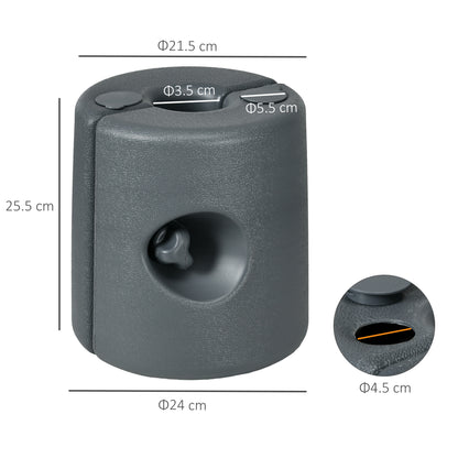 Set of 4 Gazebo Canopy Leg Weights | HDPE UV & Water-Resistant | Fill with Water (8.7kg) or Sand (12kg) Each | Screw Cap Filling Port | Fits 20-30mm Square Legs | Light Grey