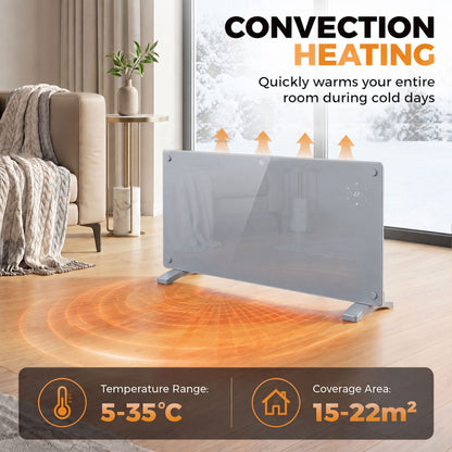 2000W Smart Panel Heater | Tuya WiFi App, Alexa & Google Home | Wall-Mounted or Freestanding | Weekly Timer | Grey