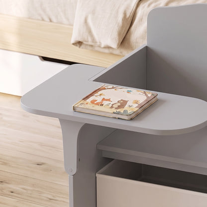 Kids Table and Chair Set | Grey Children's Desk with Storage Bin for Ages 3-5 | 2-in-1 Creative Activity Furniture