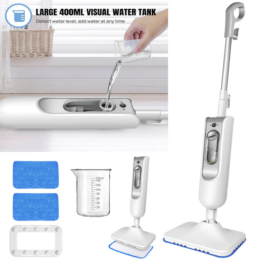 Dayplus Steam Mop & Detachable Steam Cleaner, 1500W Powerful Floor Steamer for Carpet Laminate Hardwood, 2 Washable Pads, 400ML