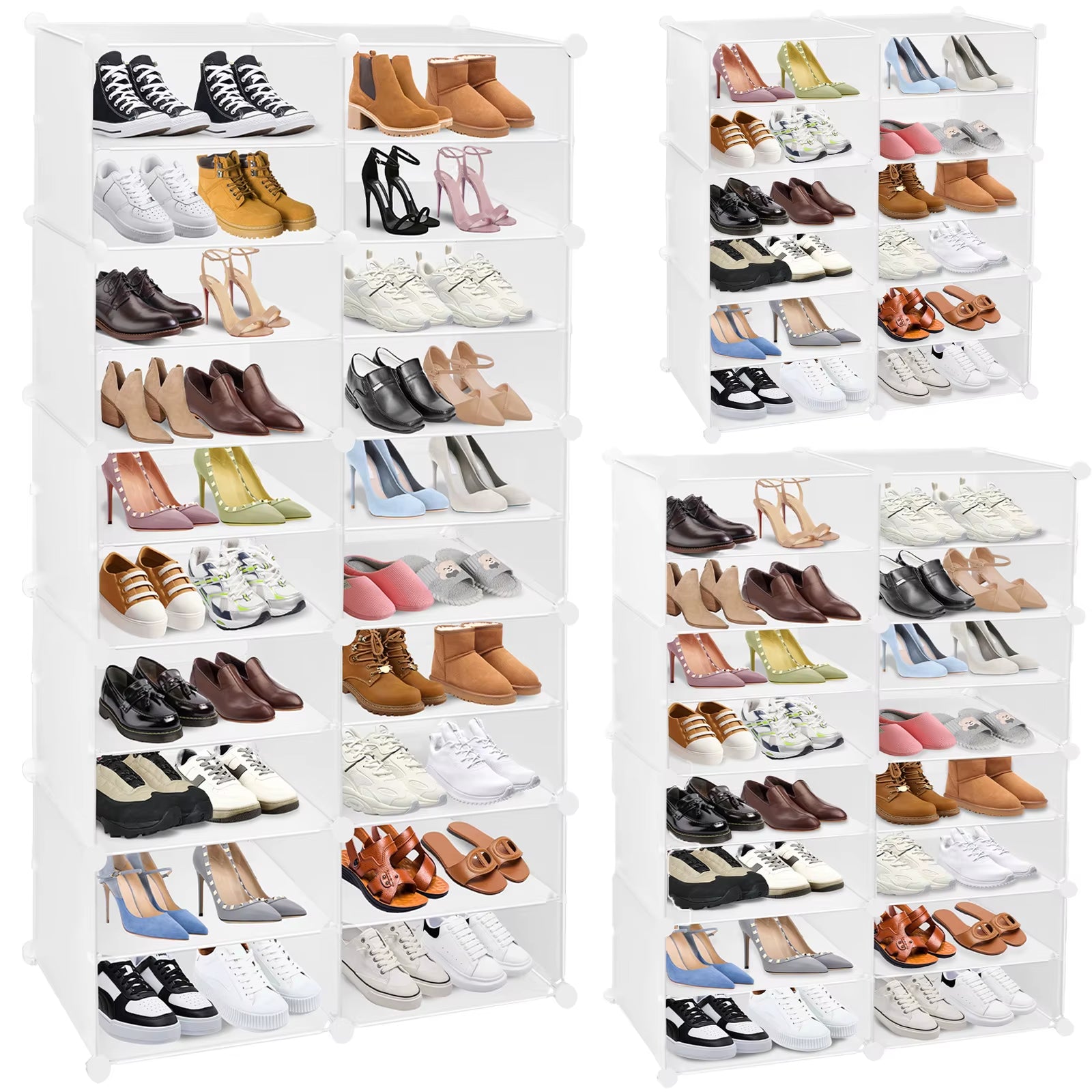 Shoe Storage Cabinet Layer Modular Plastic Shoe Rack, Cube Shoe Organizer, Dustproof and Waterproof, 40 Pairs of Shoes - 6/8/10