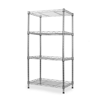 Maison & White 4-Tier Steel Shelving Unit | Silver-Tone Open Wire Storage Rack | Adjustable Shelves & Levelling Feet