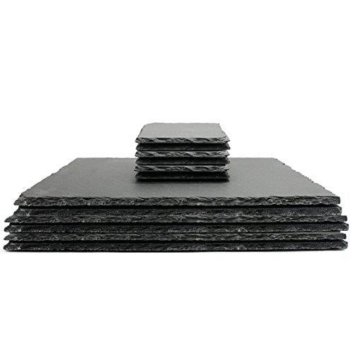 Maison & White Natural Slate Placemats & Coasters | 12-Piece Set for 6 | 30 × 20cm Mats & 10cm Coasters