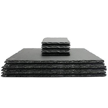Maison & White Natural Slate Placemats & Coasters | 12-Piece Set for 6 | 30 × 20cm Mats & 10cm Coasters