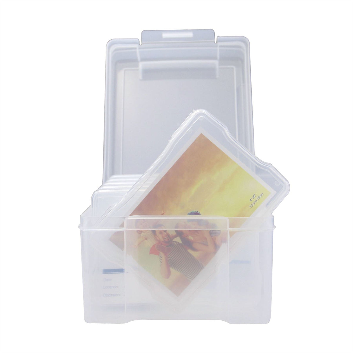 Pukkr Photo Storage Box | 6 Individual Cases & Outer Organiser | Holds Up to 600 Photos | Translucent PP Plastic