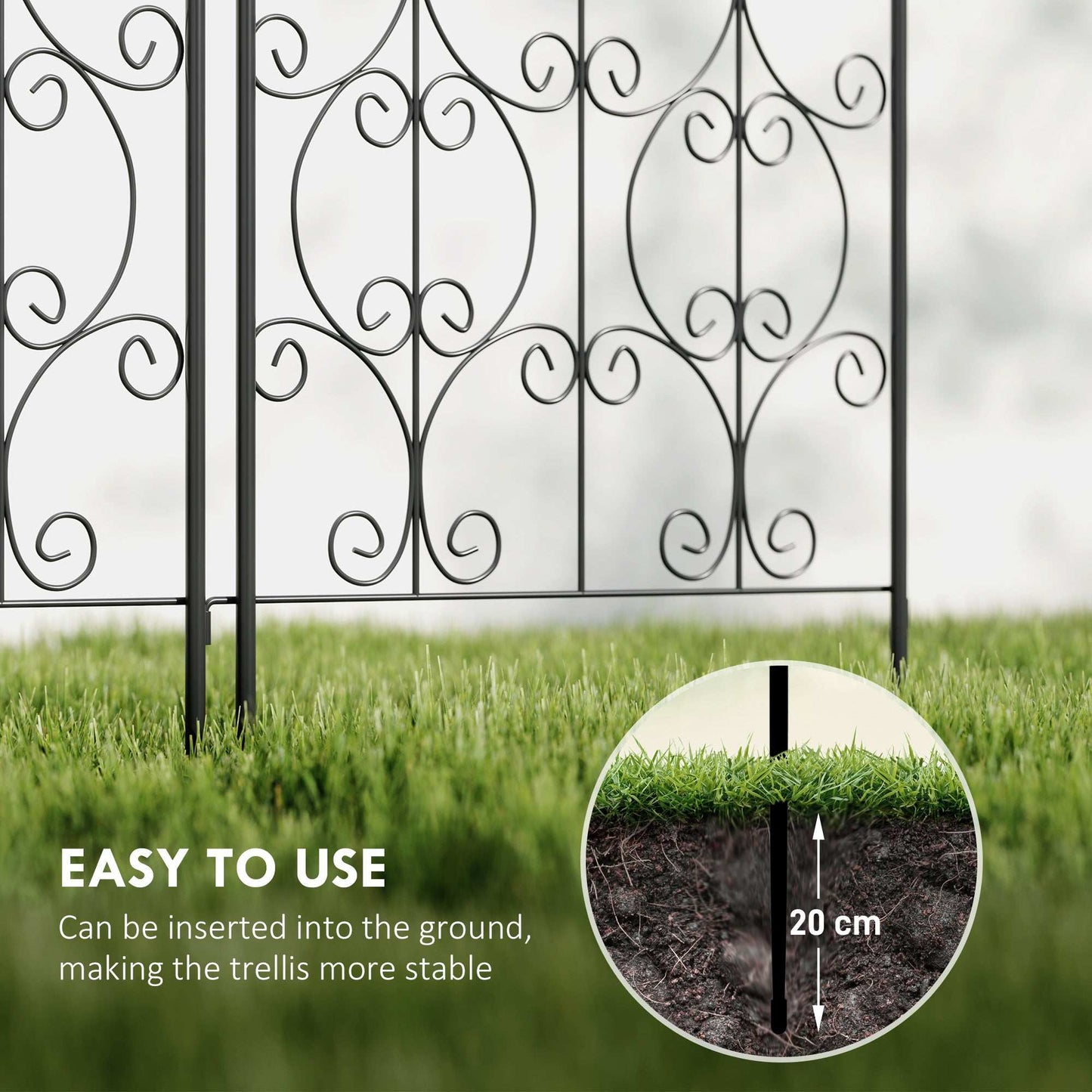 Set of 2 Metal Garden Trellis, Decorative Trellis Panels for Climbing Outdoor Plants, Vegetables, Vines, Flowers, 150 x 50 cm, Scrollwork