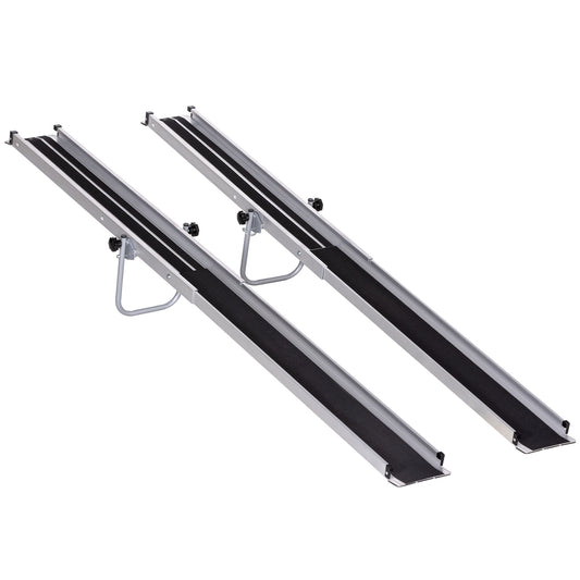 Telescopic Wheelchair Ramps 244L x 19.5Wcm, 270kg, Folding Aluminium Door Threshold Ramps For Home, Mobility Scooters, Doorways, Steps