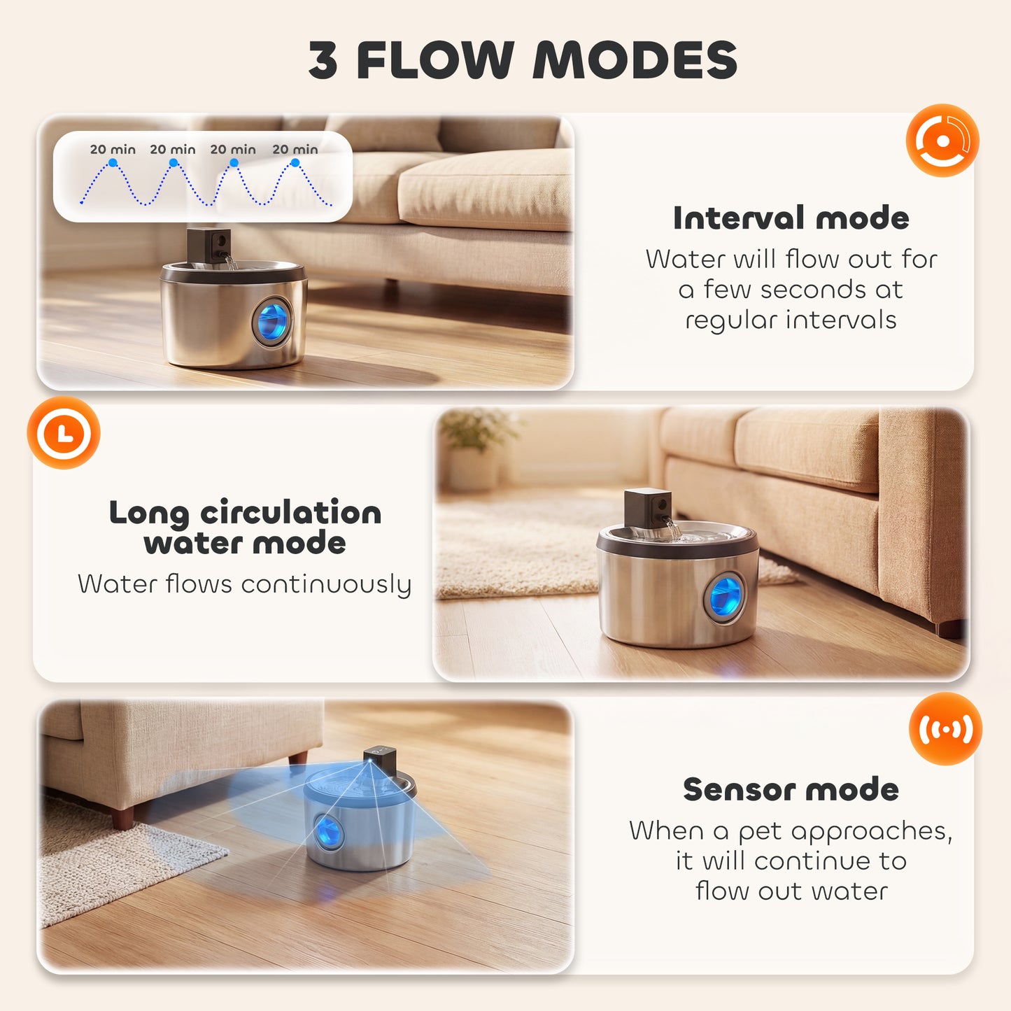 Cordless Cat Water Fountain | 4L | 304 Stainless Steel | Motion Sensor | 30-Day Battery | Silver