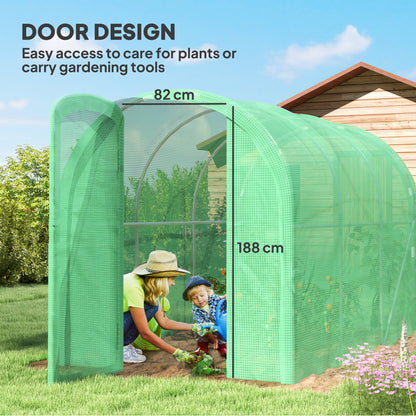 3 x 2 x 2m Polytunnel Greenhouse with Walk-in Grow House Tent with PE Cover and Galvanised Steel Frame, Green