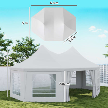 Outsunny 6.8 x 5m Octagonal Party Tent Marquee Gazebo - White