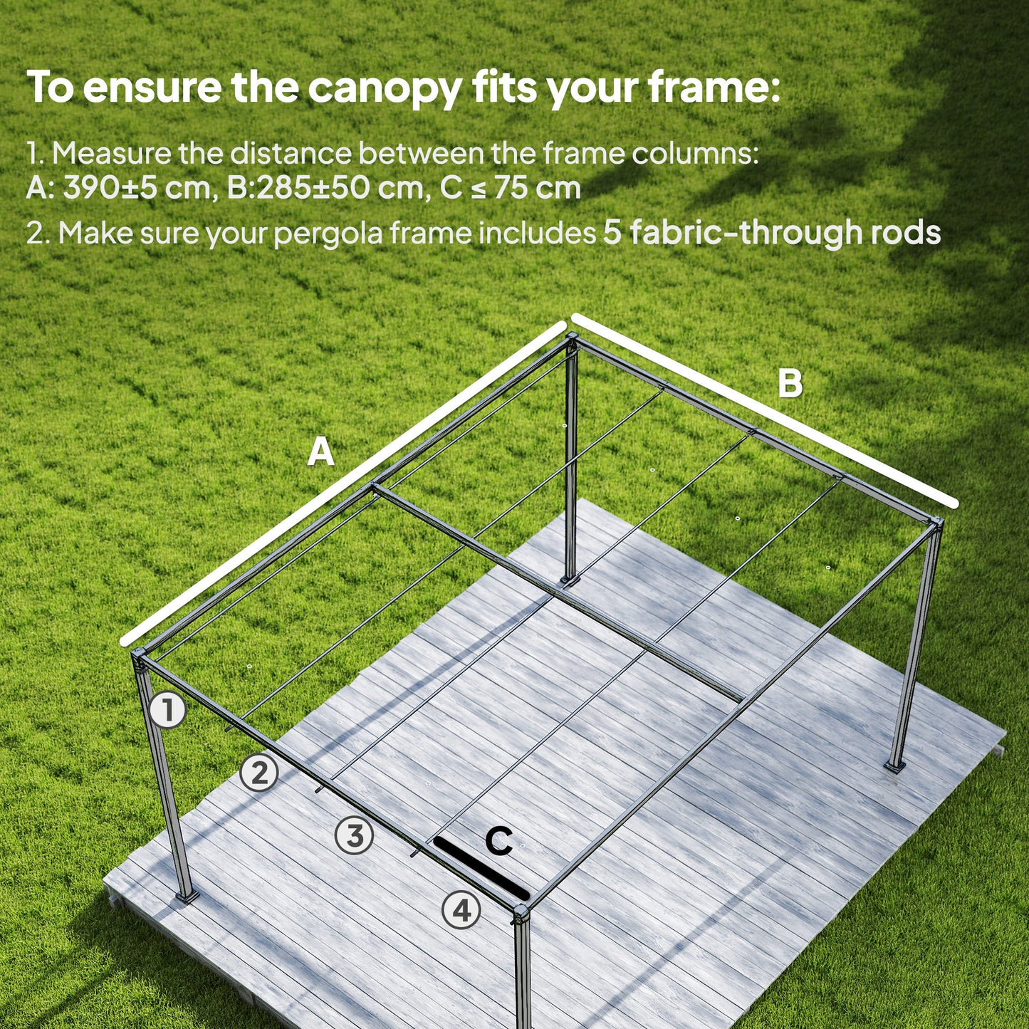 Outsunny Retractable Pergola Canopy Only, 3.92 x 3.5 m, UV30+ Replacement Canopy Cover for 4 x 3 m Pergola, Dark Grey