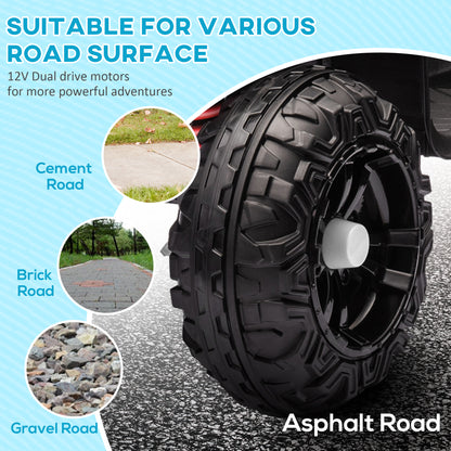 AIYAPLAY 12V Kids Electric Quad Bike w/ Spring Suspension System, Forward & Backward, LED Light, Music, MP3, White / Red