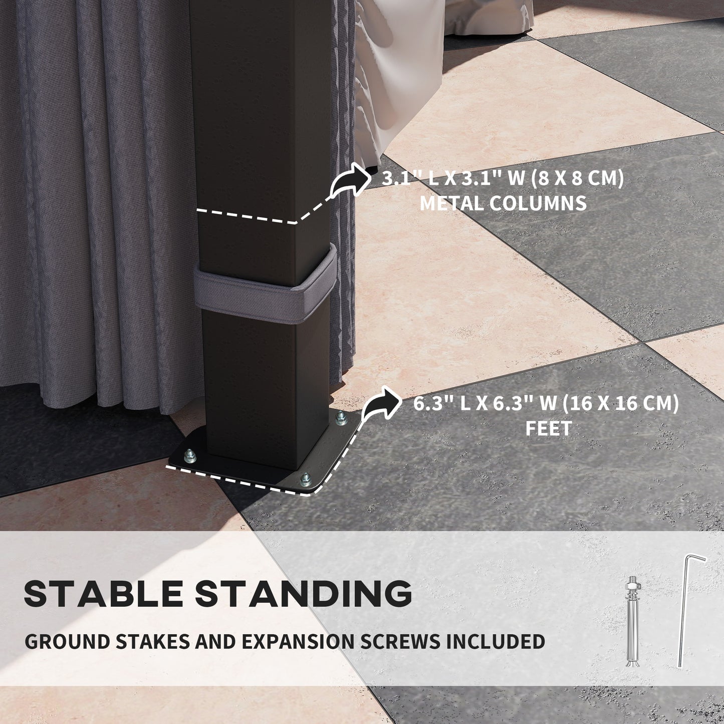 3 x 3(m) Hardtop Garden Gazebo Canopy with 7mm Double Polycarbonate Roof, Permanent Pavilion with Mosquito Netting and Curtains Dark Grey