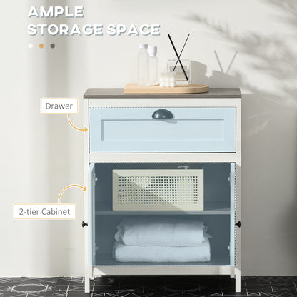 Bathroom Furniture Set W/ Adjustable Shelves, 6-Tier Tall Bathroom Storage Cabinet, Floor Cabinet W/ Drawer, Under Sink Cabinet, Antique White