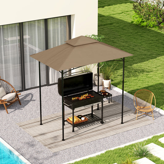 Grill Gazebo Replacement Canopy Roof for 1.5 x 2.4m Frame, UPF50+ Protection, Double Tiered 5' x 8' Outdoor BBQ Gazebo Cover Replacement