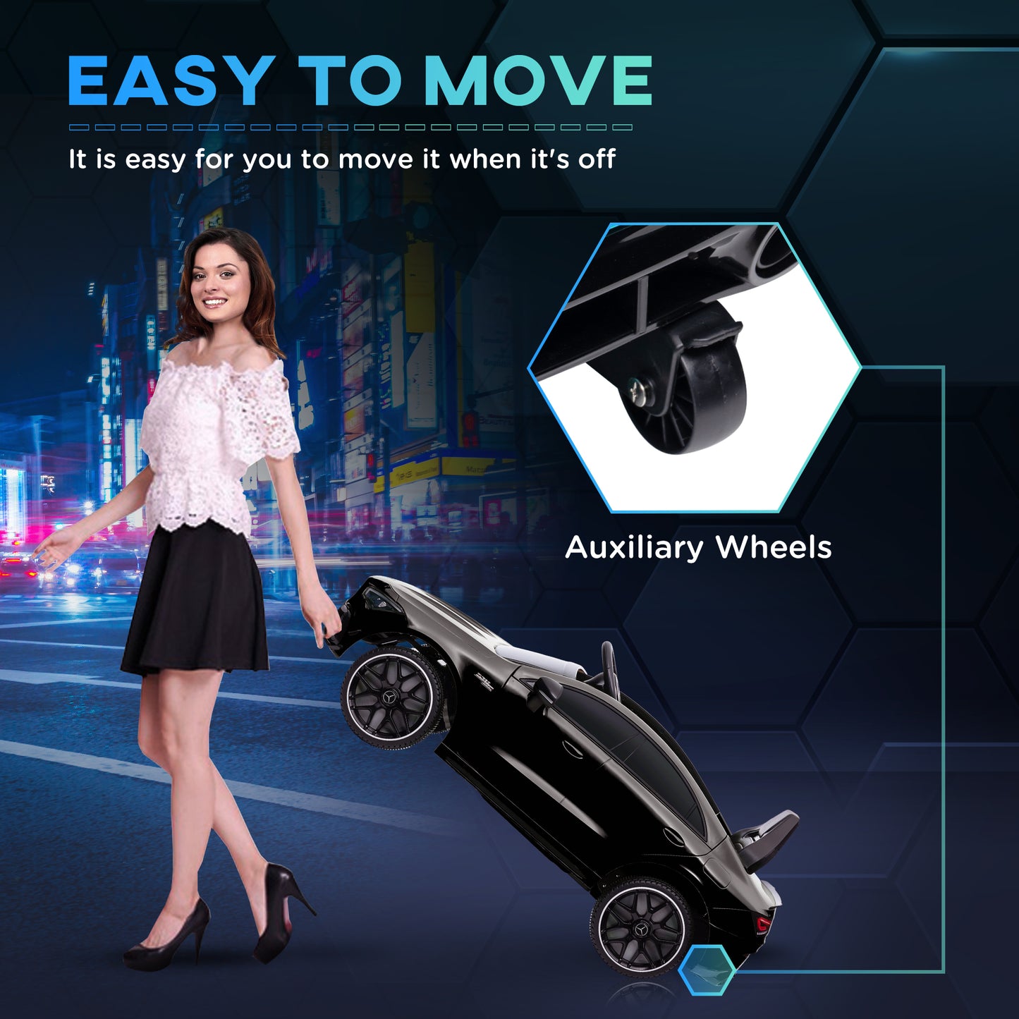 Mercedes-AMG CLA 45 Licensed 12V Kids Electric Car Ride on Car w/ Remote, Suspension Lights Music Horn - Black