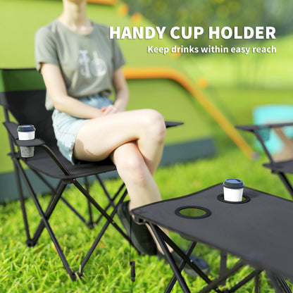 Outsunny Four-Piece Portable Camping Picnic Table Set - Green