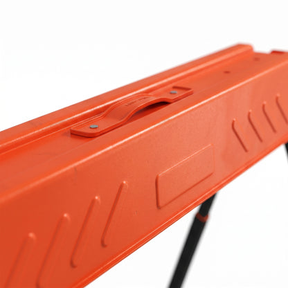 Folding Sawhorses Twin Pack | Height Adjustable 71–85.5cm | 500kg Capacity | 2x4 Bracket | Orange