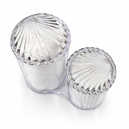 Cotton holder angled overhead view