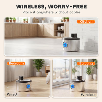 Cordless Cat Water Fountain | 4L | 304 Stainless Steel | Motion Sensor | 30-Day Battery | Silver