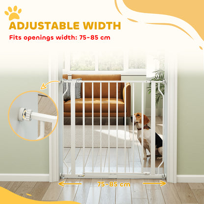PawHut Extra Wide Dog Gate, with Door Pressure, for Doorways, Hallways, Staircases - White / Black