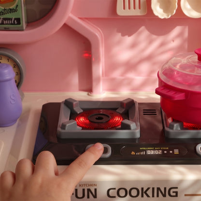 Kids Play Kitchen | Pink 33-Piece Pretend Cooking Set with Lights, Sounds & Water-Circulating Sink