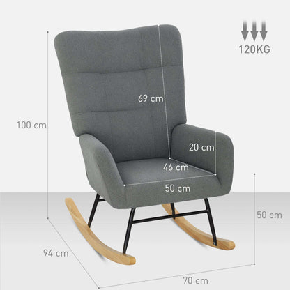Retro Vintage Style Teddy Fleece Rocking Chair - Grey