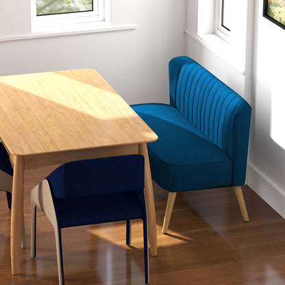 Modern Double Seat Sofa Foam Padding High Back Soft Comfortable Compact Couch Home Office Dark Blue