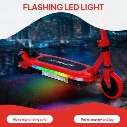 AIYAPLAY Electric Scooter for Kids Ages 6-14, with Colourful Light and Electric Brake, Kids Electric Scooter E Scooter, Up to 10 KM/H & 8 KM, Red