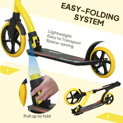 Foldable Kick Scooter with Double Shock Absorption and Big Wheels, Height Adjustable Aluminium Frame Big Wheel Scooter for 14+ Teens Adult