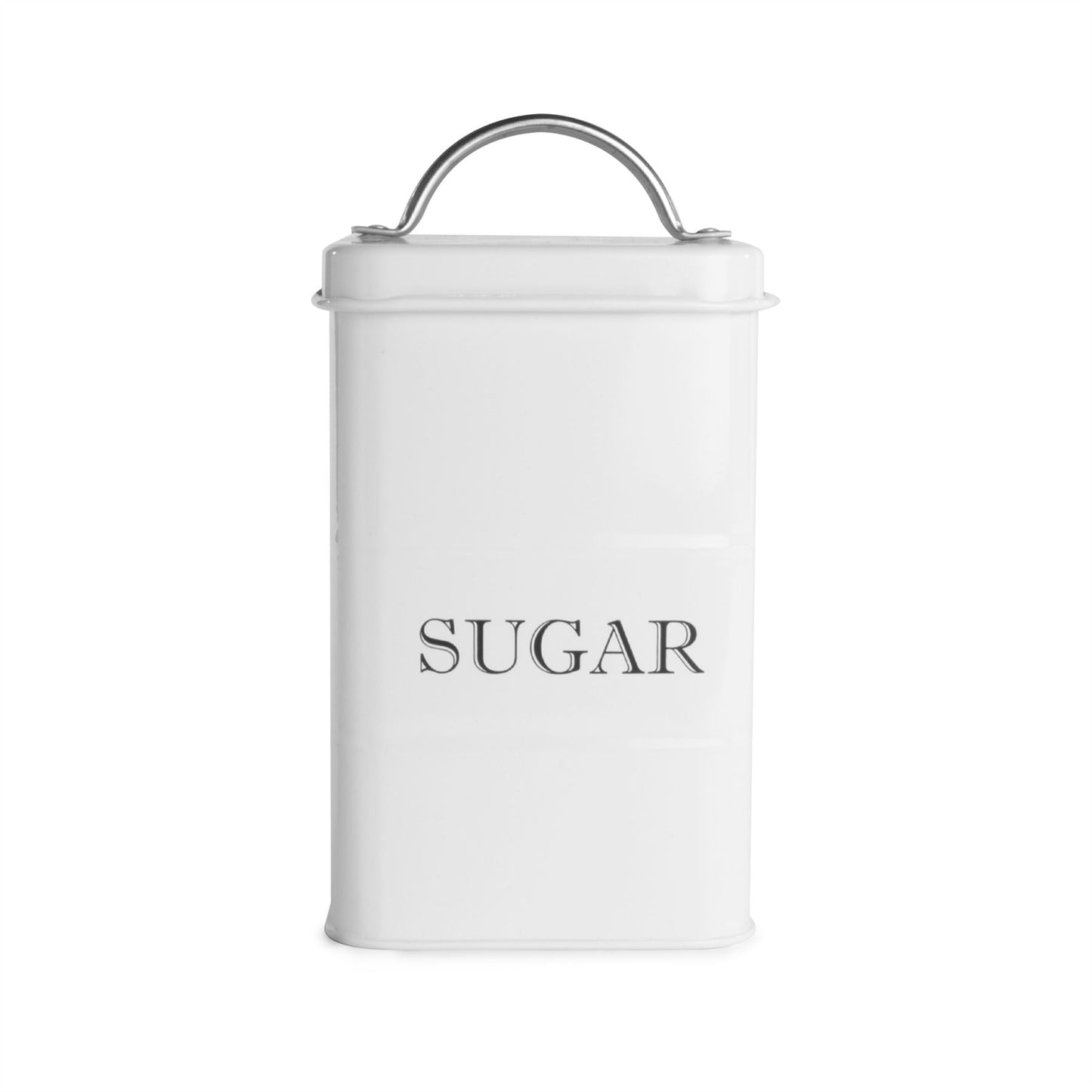 Stainless Steel Tea Coffee Sugar Canisters | Set of 3 | Airtight Lids | Labelled | Vintage Design | 17x10x10cm | 2-Year Warranty | White