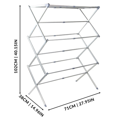 Expandable Folding Clothes Airer | 3-Tier | Scissor-Lift Steel Frame | Folds to 44x51.5x9cm | Extends to 102x71x38cm | Indoor Use | 2-Year Guarantee