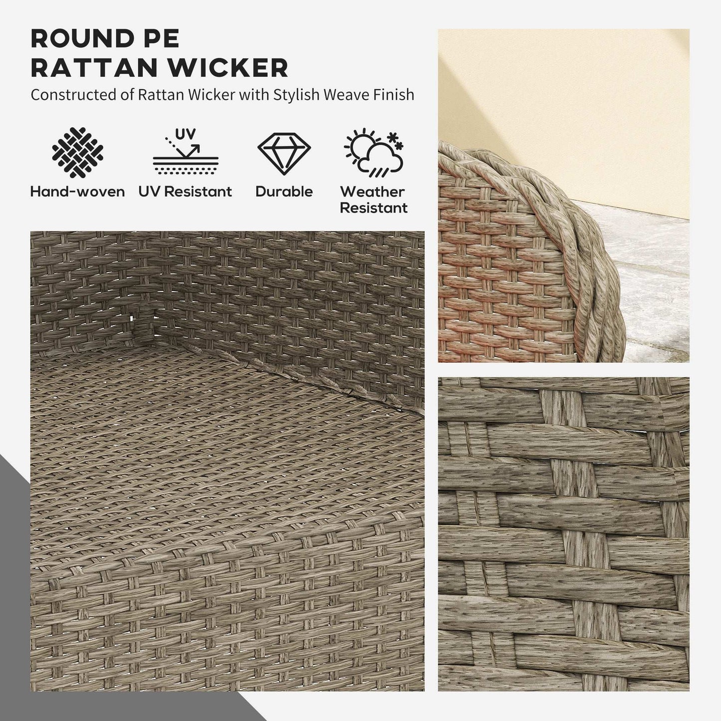 Outsunny Four-Piece Rattan Sofa Set, with Glass-Top Table - Orange