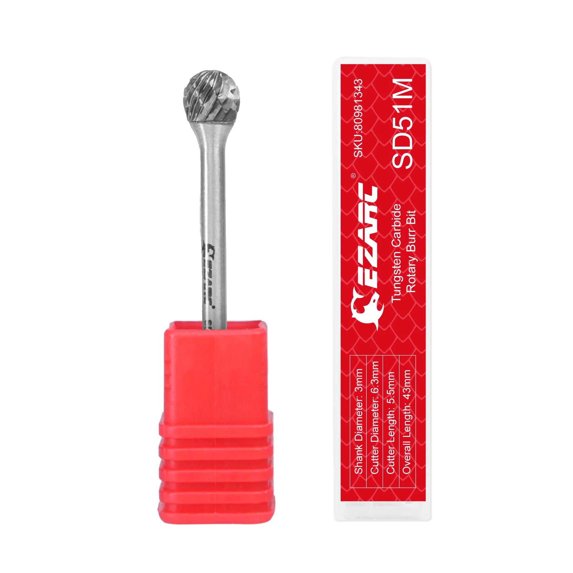 EZARC Tungsten Carbide Rotary Burr Bit 1PC Metalworking Double Cut Rotary File Milling Cutter Head Grinding Carbide Burr Tool