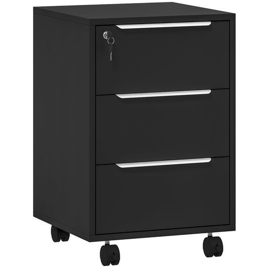 Three-Drawer Locking Filing Cabinet Unit - Black