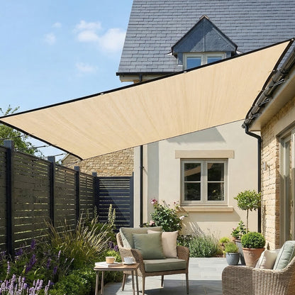 Sun Shade Sail | 3 x 3.6m | 85%+ UV Block | 180g/m² HDPE | 14 Eyelets | Beige