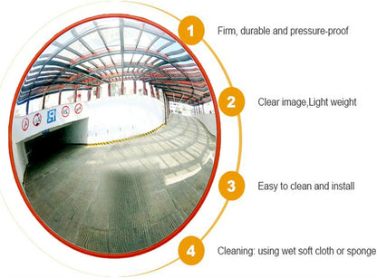 Convex Road Mirror, Unbreakable Road Traffic Safety Mirror, Blind Spot Mirror 130 Degree Wide Angle, 30 / 45 / 60CM