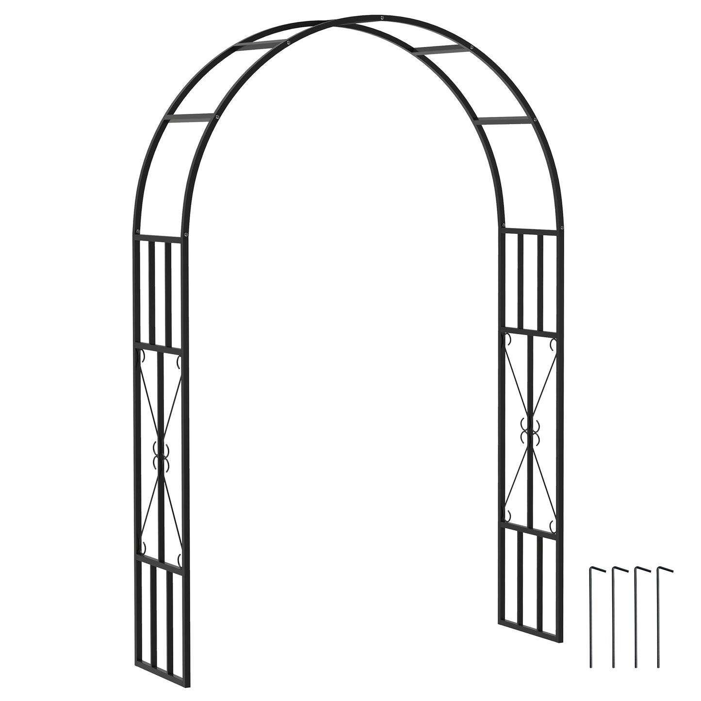 Steel Garden Arch, 2.2m High x 1.5m Wide Metal Garden Trellis for Climbing Plants Roses Wisteria Vines, Outdoor Wedding Arch for Bridal Party
