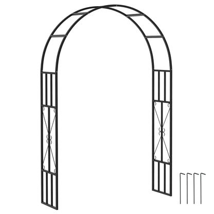 Steel Garden Arch, 2.2m High x 1.5m Wide Metal Garden Trellis for Climbing Plants Roses Wisteria Vines, Outdoor Wedding Arch for Bridal Party
