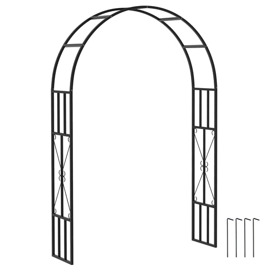 Steel Garden Arch, 2.2m High x 1.5m Wide Metal Garden Trellis for Climbing Plants Roses Wisteria Vines, Outdoor Wedding Arch for Bridal Party