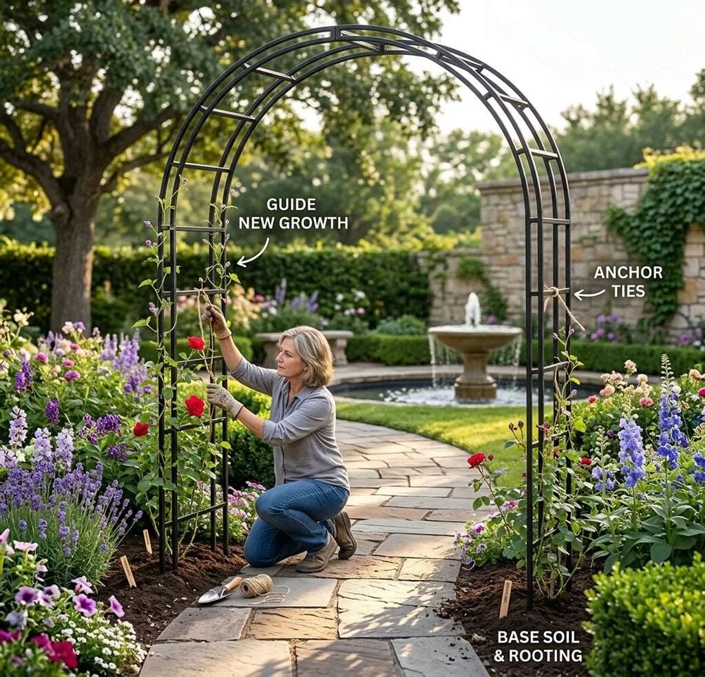 Heavy Duty Metal Garden Arch Rose Archway Pergola Arbour Climbing Plants Trellis Outdoor Garden Patio Support