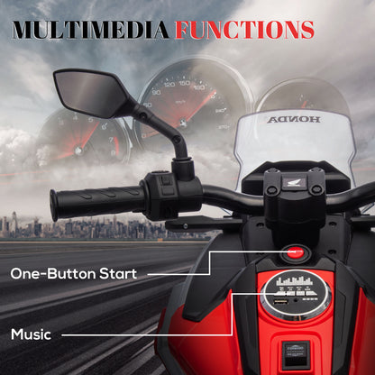 AIYAPLAY 12V Honda Licensed Kids Electric Motorbike w/ Music, Headlights, Early Education Function, for 3-6 Years