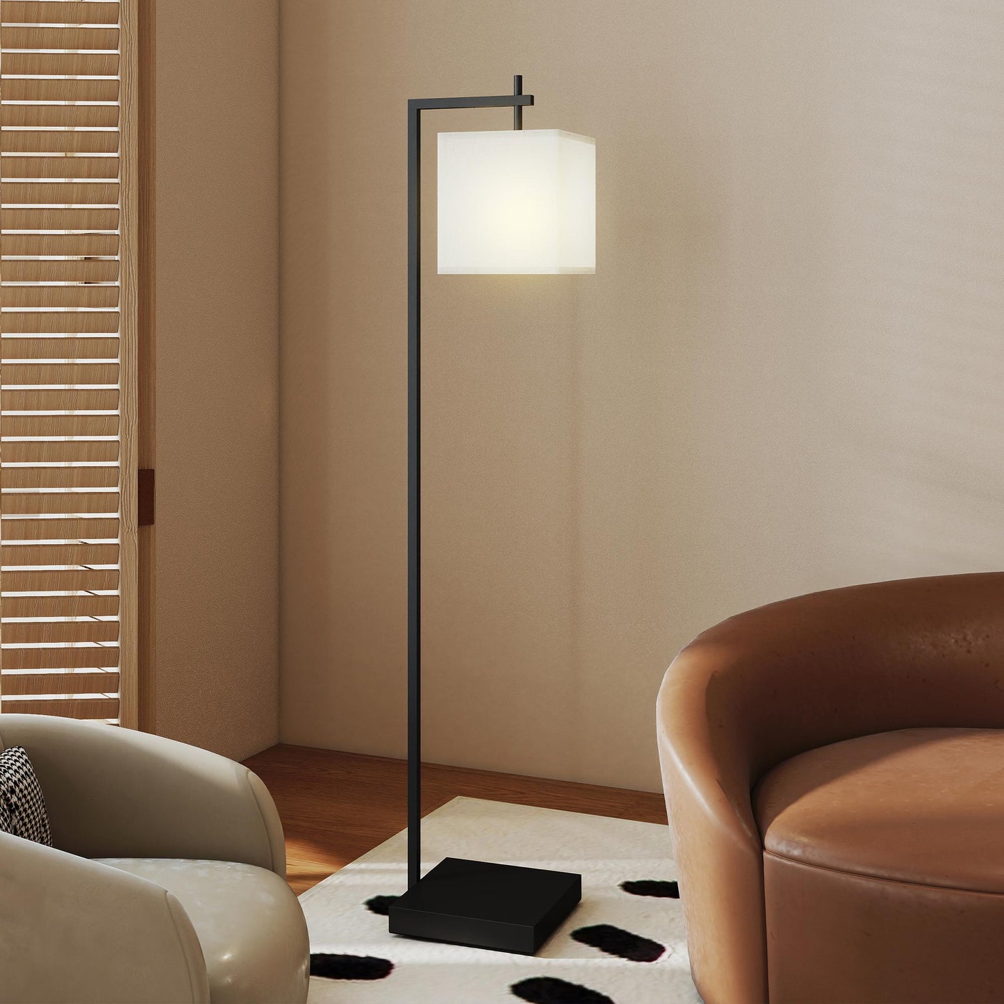 Floor Lamp for Living Room, 66" Modern Tall Standing Lamp with Adjustable Colour Temperatures & 10 Brightness Levels, Remote Control and Foot Switch 9W LED Bulb Included