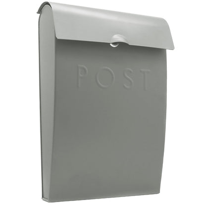 Maison & White Grey Galvanised Steel Wall Mounted Post Box | Lockable | 2 Keys | Overhanging Lid | Weather-Resistant | 37x25.5x9cm | Wall Fixings Included | 2-Year Warranty