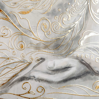 Canvas Wall Art Gold Textured Buddha Sit in Meditation, Wall Pictures for Living Room Bedroom Decor, 83 x 83 cm